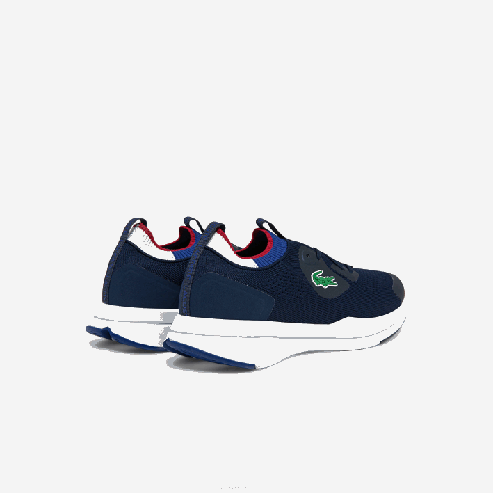 hombres Lacoste 6F241862 azul marino y blanco 092 tenis run spin de tejido de punto