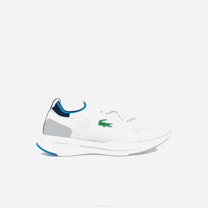 hombres Lacoste 6F241863 blanco/azul 080 tenis run spin de tejido de punto