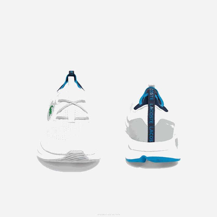 hombres Lacoste 6F241863 blanco/azul 080 tenis run spin de tejido de punto