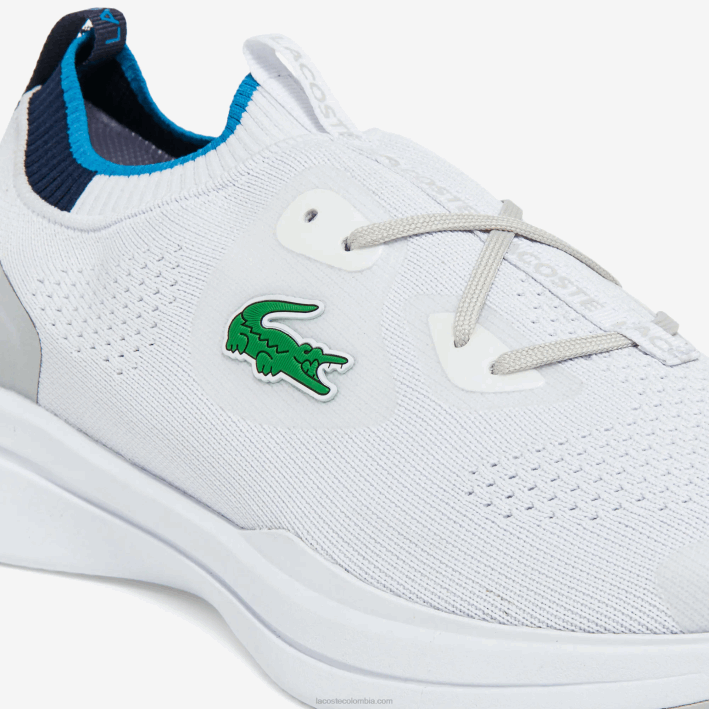 hombres Lacoste 6F241863 blanco/azul 080 tenis run spin de tejido de punto