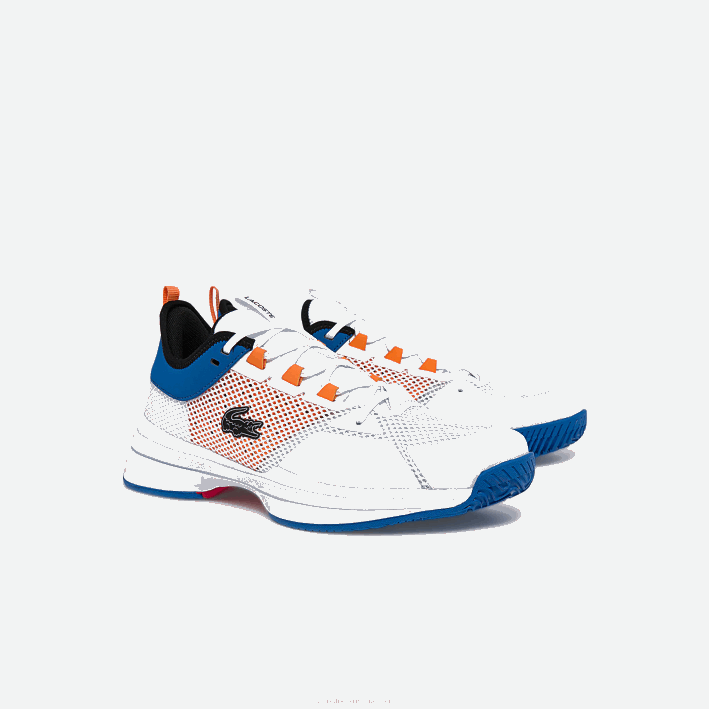 hombres Lacoste 6F241866 blanco naranja 1u2 tenis ag-lt21 textiles y sinteticos