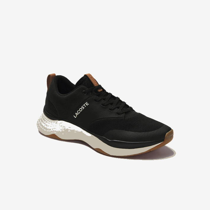hombres Lacoste 6F241868 negro y blanco roto 454 tenis court-drive plus de tela con bloques de color