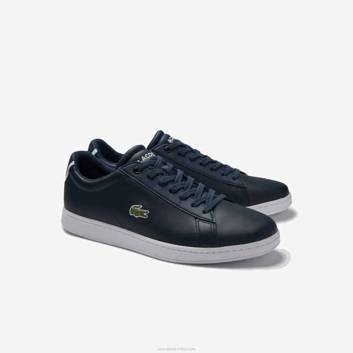 hombres Lacoste 6F241874 azul marino 003 zapatillas carnaby evo de piel