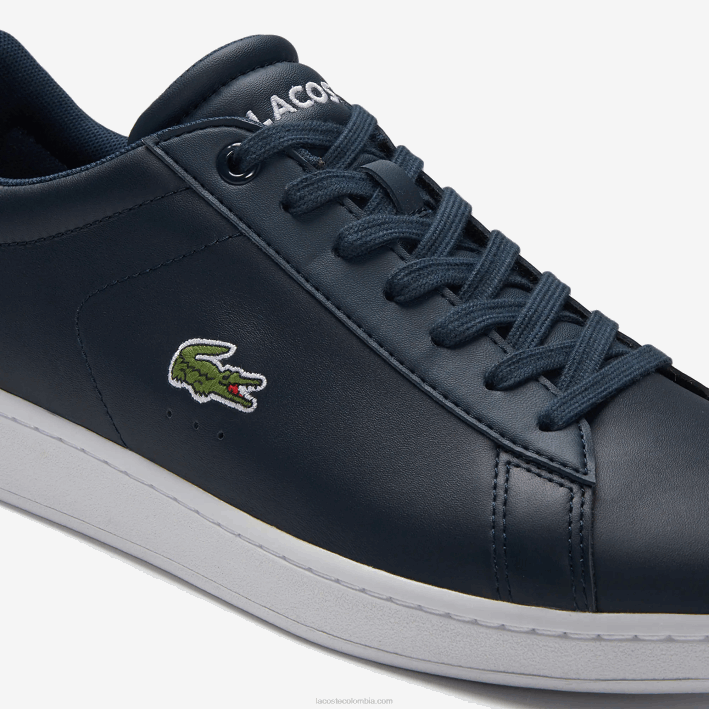 hombres Lacoste 6F241874 azul marino 003 zapatillas carnaby evo de piel