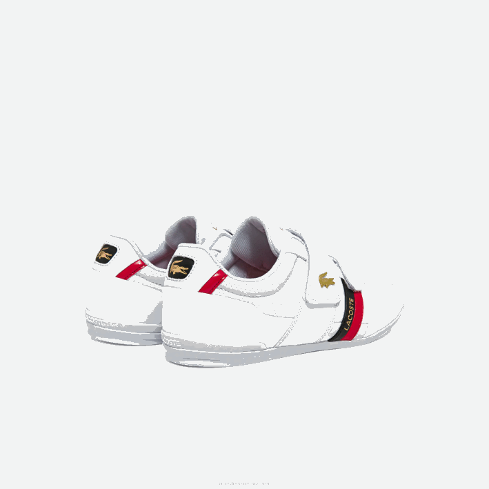 hombres Lacoste 6F241878 blanco y rojo 286 zapatillas misano de piel y material sintético