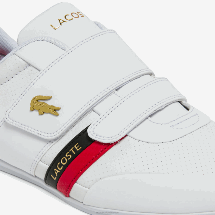 hombres Lacoste 6F241878 blanco y rojo 286 zapatillas misano de piel y material sintético