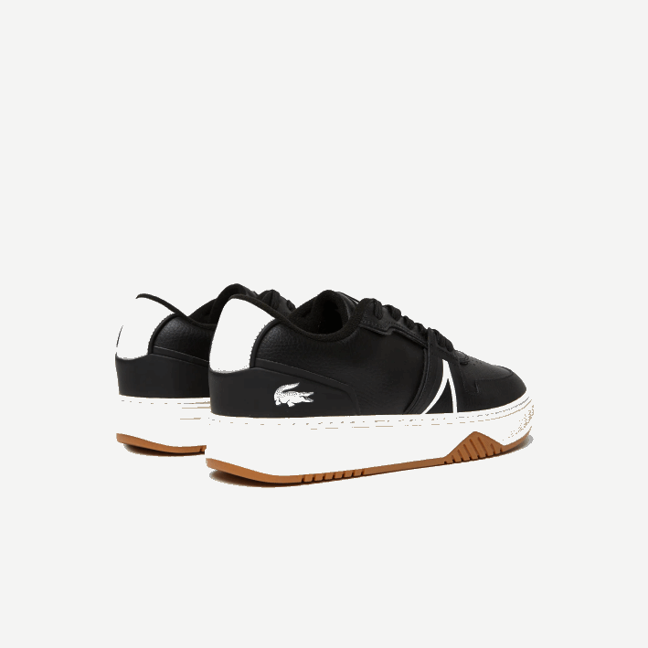 hombres Lacoste 6F241881 negro y blanco roto 454 zapatillas l001 de piel con tacón destalonado