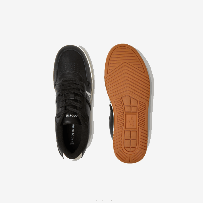 hombres Lacoste 6F241881 negro y blanco roto 454 zapatillas l001 de piel con tacón destalonado