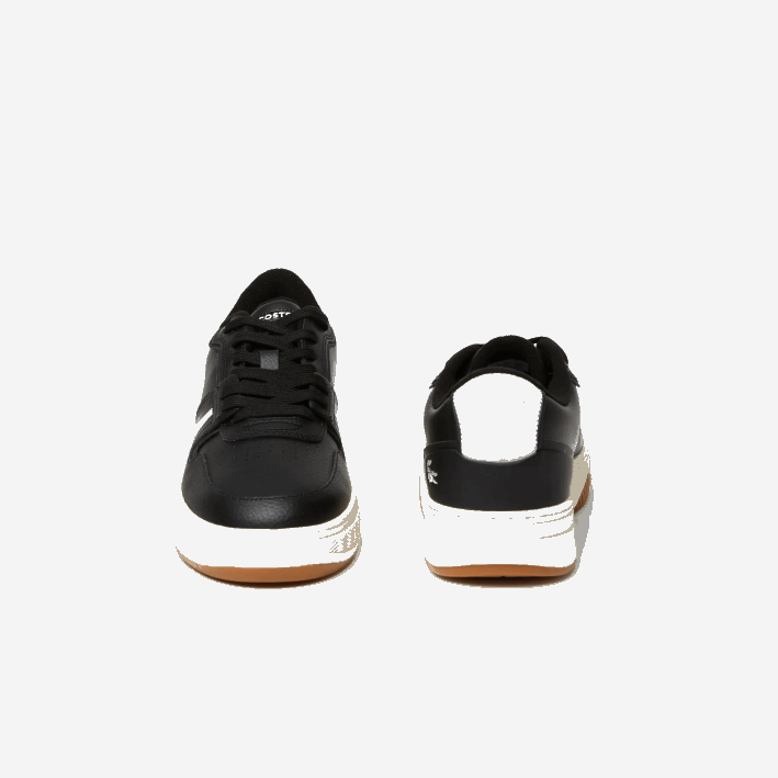 hombres Lacoste 6F241881 negro y blanco roto 454 zapatillas l001 de piel con tacón destalonado