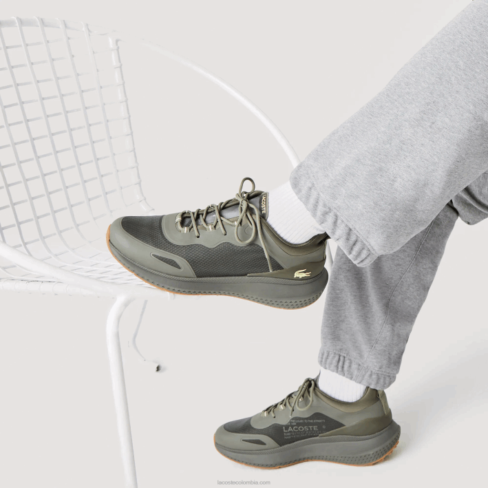 hombres Lacoste 6F241886 verde oscuro dg2 zapatillas deportivas active 4851 de tejido