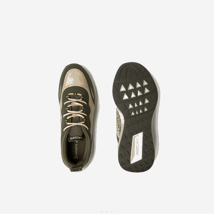 hombres Lacoste 6F241887 verde oscuro y blanco roto 1x3 zapatillas deportivas active 4851 de tejido