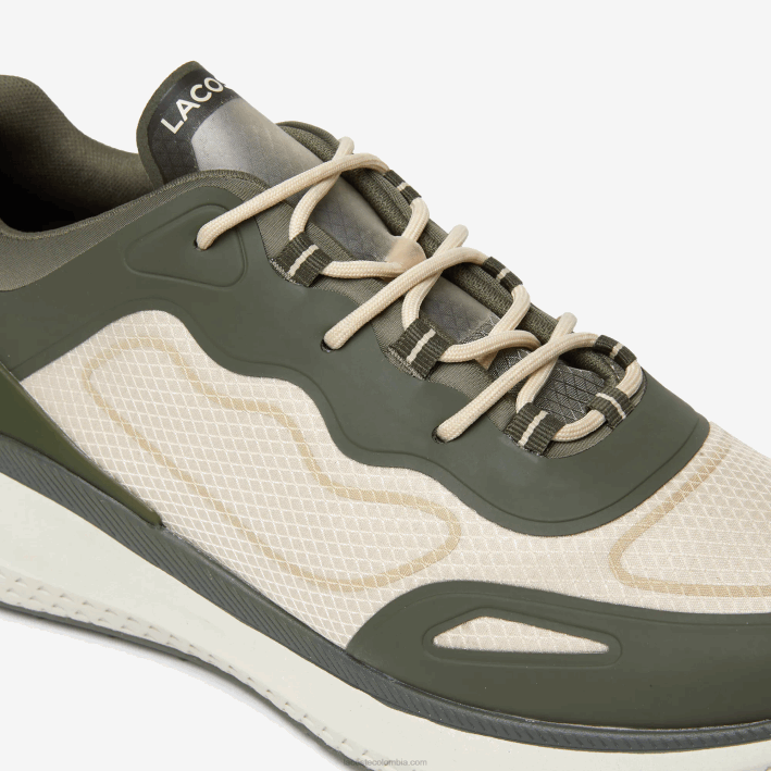 hombres Lacoste 6F241887 verde oscuro y blanco roto 1x3 zapatillas deportivas active 4851 de tejido