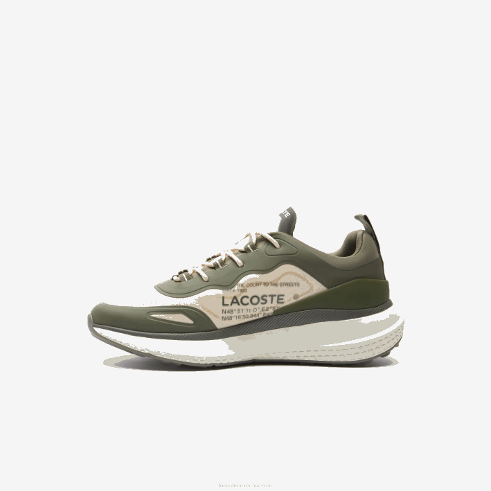 hombres Lacoste 6F241887 verde oscuro y blanco roto 1x3 zapatillas deportivas active 4851 de tejido