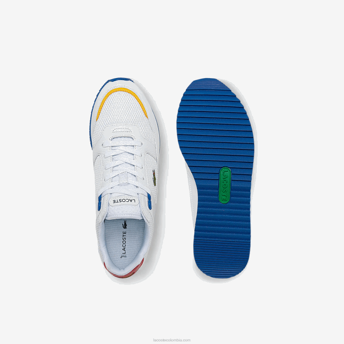hombres Lacoste 6F241888 blanco/azul 080 zapatillas deportivas partner piste de tejido y piel