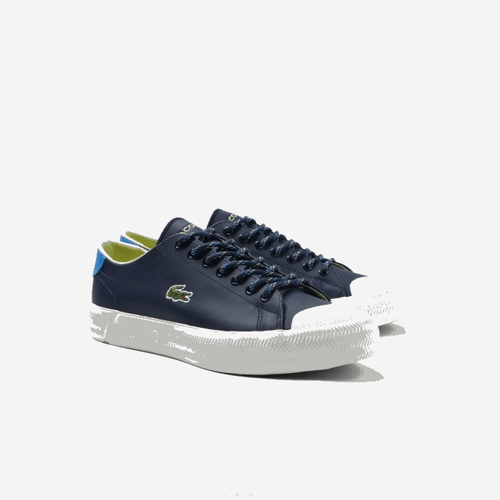 hombres Lacoste 6F241899 azul marino y blanco roto j18 zapatillas Gripshot de piel y ante