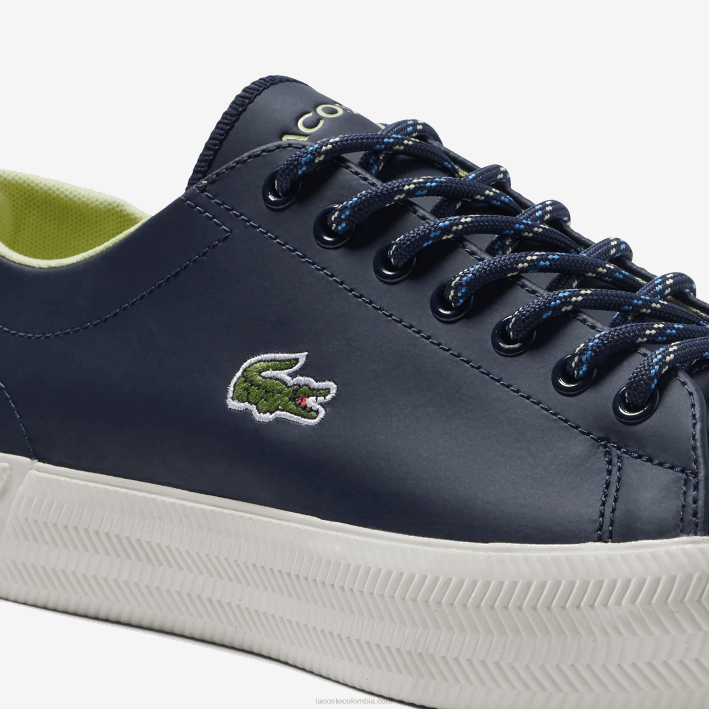 hombres Lacoste 6F241899 azul marino y blanco roto j18 zapatillas Gripshot de piel y ante
