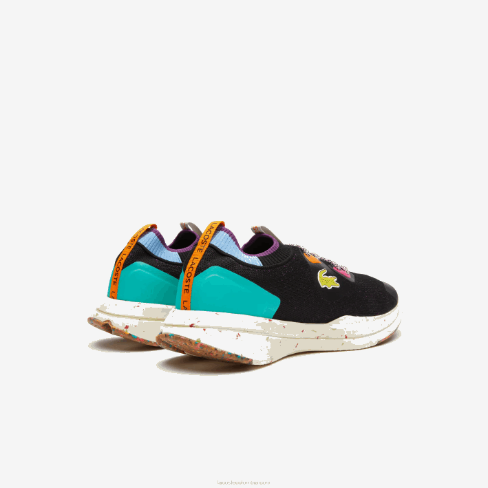 hombres Lacoste 6F241901 negro turquesa 1s3 tenis run spin eco textil