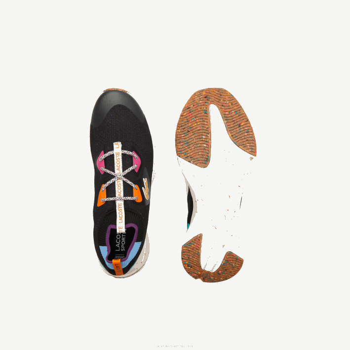 hombres Lacoste 6F241901 negro turquesa 1s3 tenis run spin eco textil