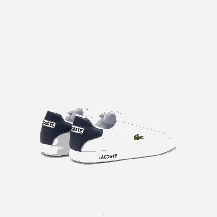 hombres Lacoste 6F241912 blanco y azul marino 042 zapatillas graduadas de piel