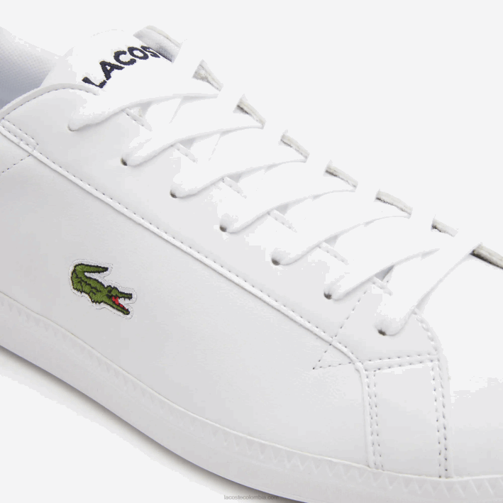 hombres Lacoste 6F241912 blanco y azul marino 042 zapatillas graduadas de piel