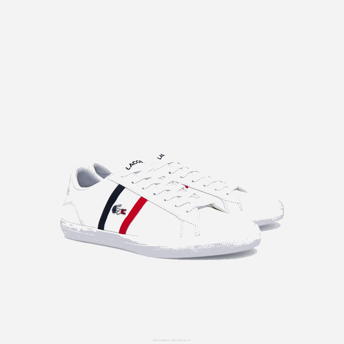 hombres Lacoste 6F241914 blanco/azul marino y rojo 407 zapatillas lerond tricolore de piel y material sintético