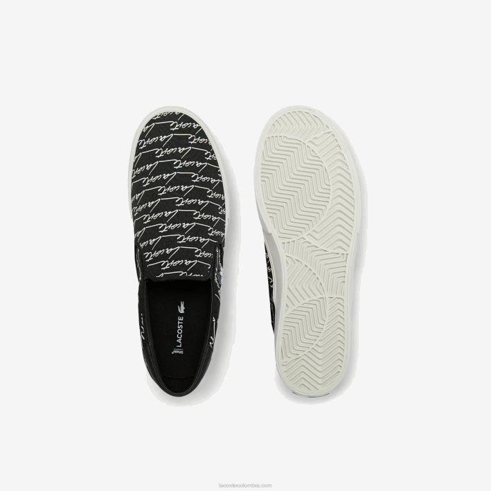 hombres Lacoste 6F241828 blanco y negro 312 servicio de salto de lona y sin cordones sintéticos