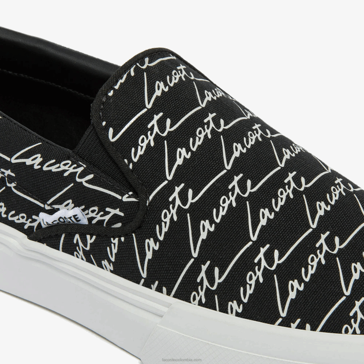 hombres Lacoste 6F241828 blanco y negro 312 servicio de salto de lona y sin cordones sintéticos