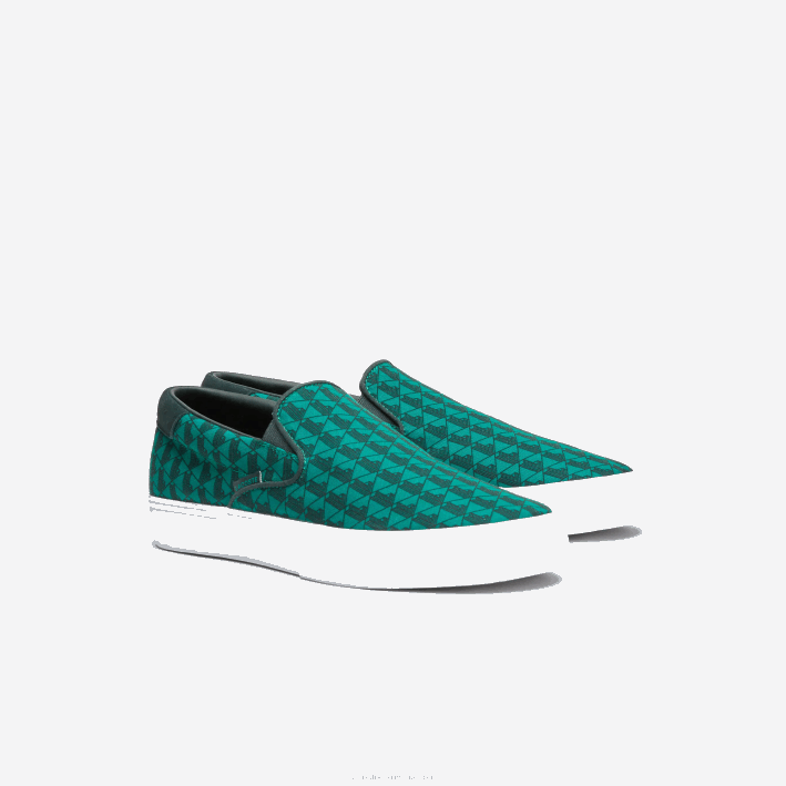 hombres Lacoste 6F241854 verde y blanco 1r7 saltar servir textil sin cordones