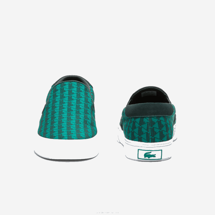 hombres Lacoste 6F241854 verde y blanco 1r7 saltar servir textil sin cordones