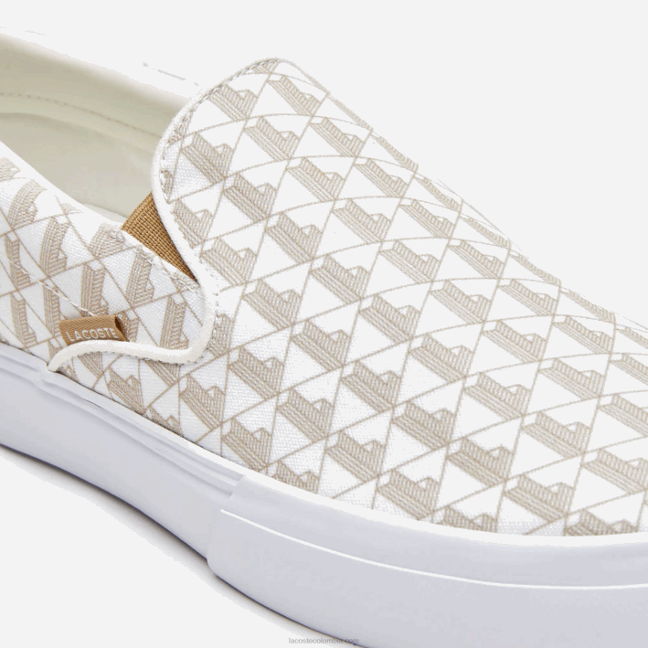 hombres Lacoste 6F241855 blanco roto y blanco 03a saltar servir textil sin cordones