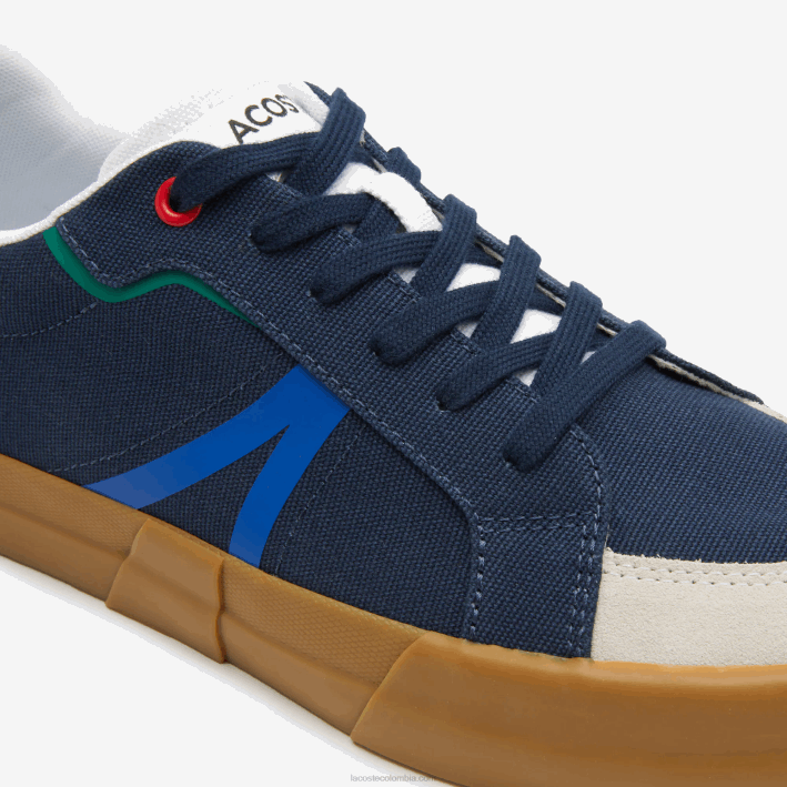 hombres Lacoste 6F241856 chicle azul marino gu1 tenis l004 textil con suela de goma