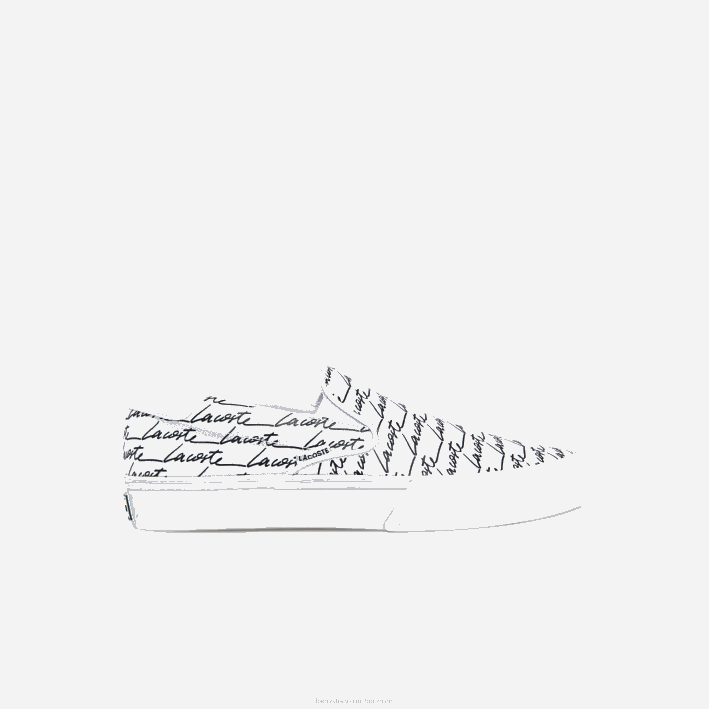 hombres Lacoste 6F241860 blanco y negro 147 sin cordones impresos en lienzo con servicio de salto hombres Lacoste 6F241860 blanco y negro 147 sin cordones impresos en lienzo con servicio de salto