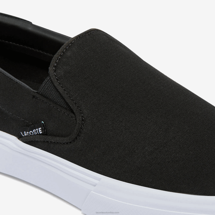 hombres Lacoste 6F241871 blanco y negro 312 Saltar Servir Lona Resbalón en