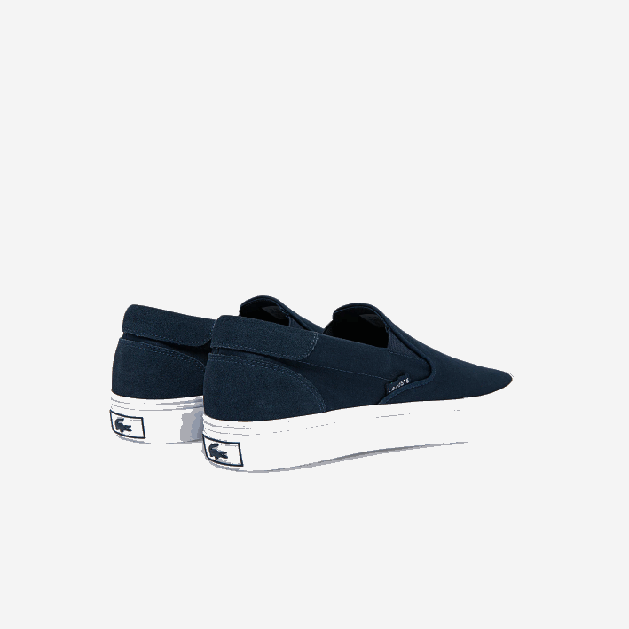 hombres Lacoste 6F241872 azul marino y blanco 092 Saltar Servir Lona Resbalón en