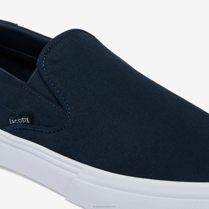 hombres Lacoste 6F241872 azul marino y blanco 092 Saltar Servir Lona Resbalón en