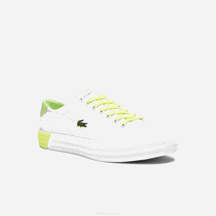 hombres Lacoste 6F241889 blanco y amarillo claro 2h8 zapatillas gripshot de lona y piel hombres Lacoste 6F241889 blanco y amarillo claro 2h8 zapatillas gripshot de lona y piel