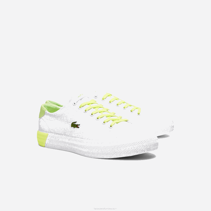 hombres Lacoste 6F241889 blanco y amarillo claro 2h8 zapatillas gripshot de lona y piel
