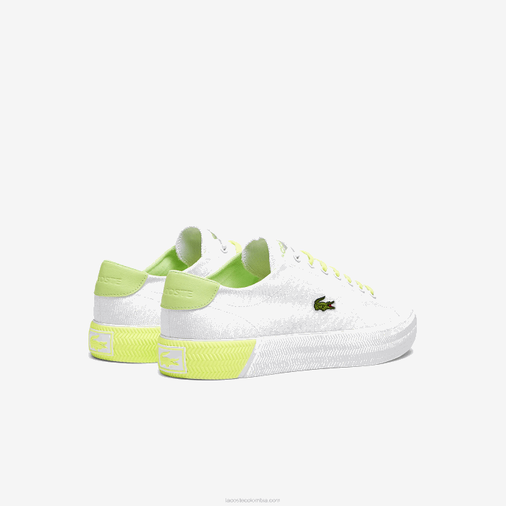hombres Lacoste 6F241889 blanco y amarillo claro 2h8 zapatillas gripshot de lona y piel