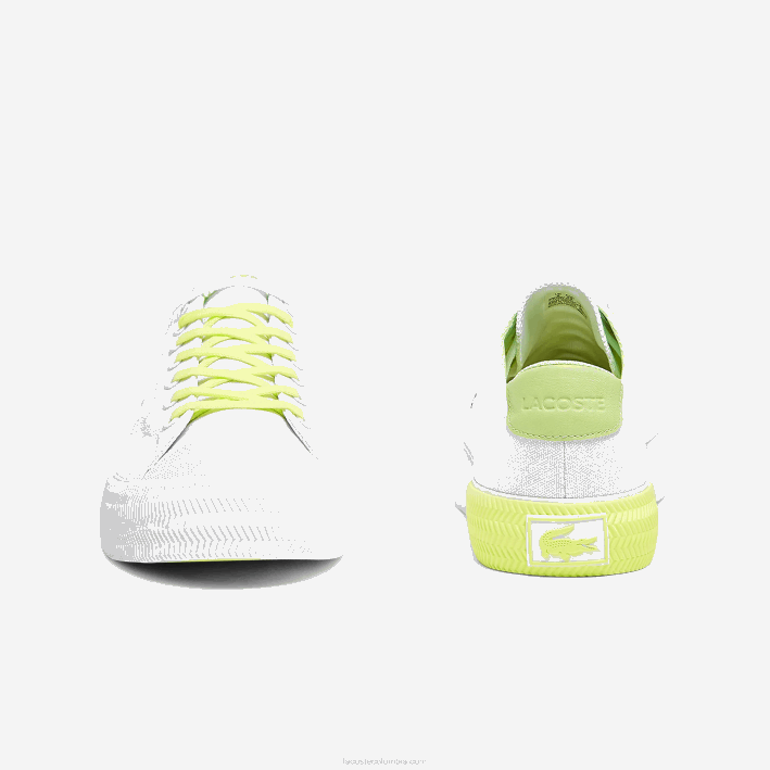hombres Lacoste 6F241889 blanco y amarillo claro 2h8 zapatillas gripshot de lona y piel