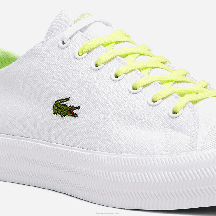 hombres Lacoste 6F241889 blanco y amarillo claro 2h8 zapatillas gripshot de lona y piel