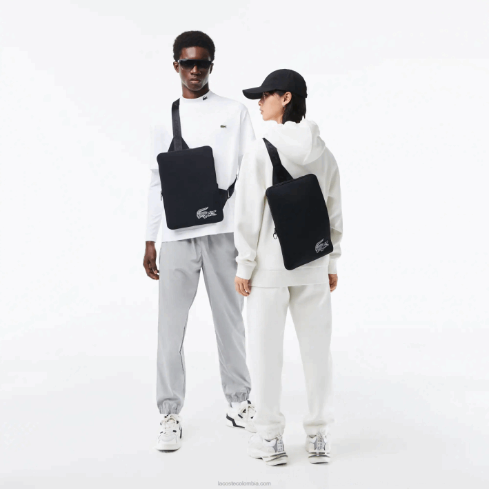 mujer Lacoste 6F241971 negro 000 bolsa crossbody de fibra reciclada