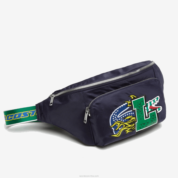 mujer Lacoste 6F242028 marina 166 jardín l28 bolsa de insignias con efecto de cómic
