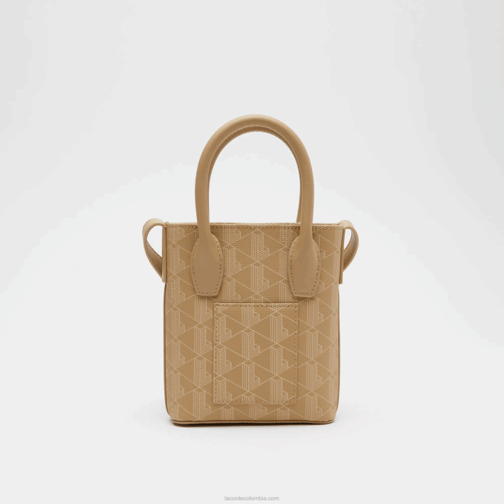 mujer Lacoste 6F242790 beige vienés l01 bolso satchel mini con monograma estampado
