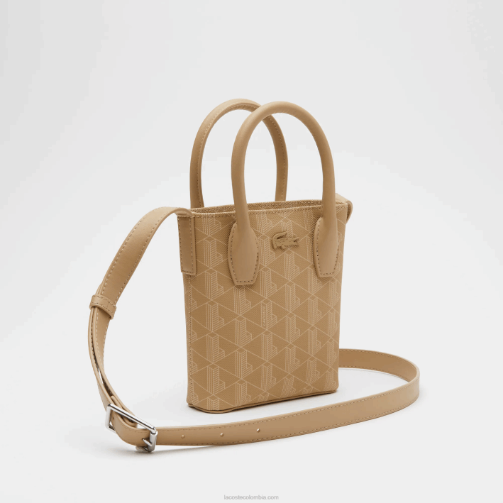 mujer Lacoste 6F242790 beige vienés l01 bolso satchel mini con monograma estampado