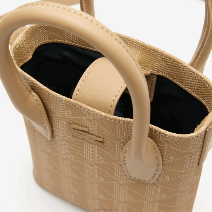 mujer Lacoste 6F242790 beige vienés l01 bolso satchel mini con monograma estampado
