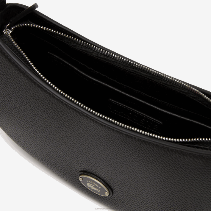 mujer Lacoste 6F242791 negro 000 bolsa de media luna de piel flor