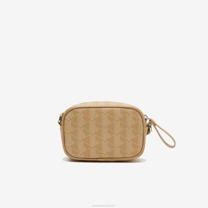 mujer Lacoste 6F242794 beige vienés l01 bandolera pequeña con monograma estampado
