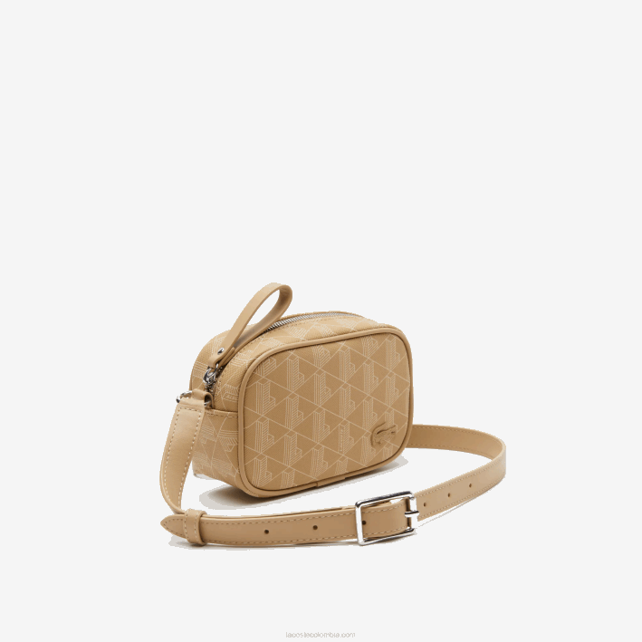 mujer Lacoste 6F242794 beige vienés l01 bandolera pequeña con monograma estampado