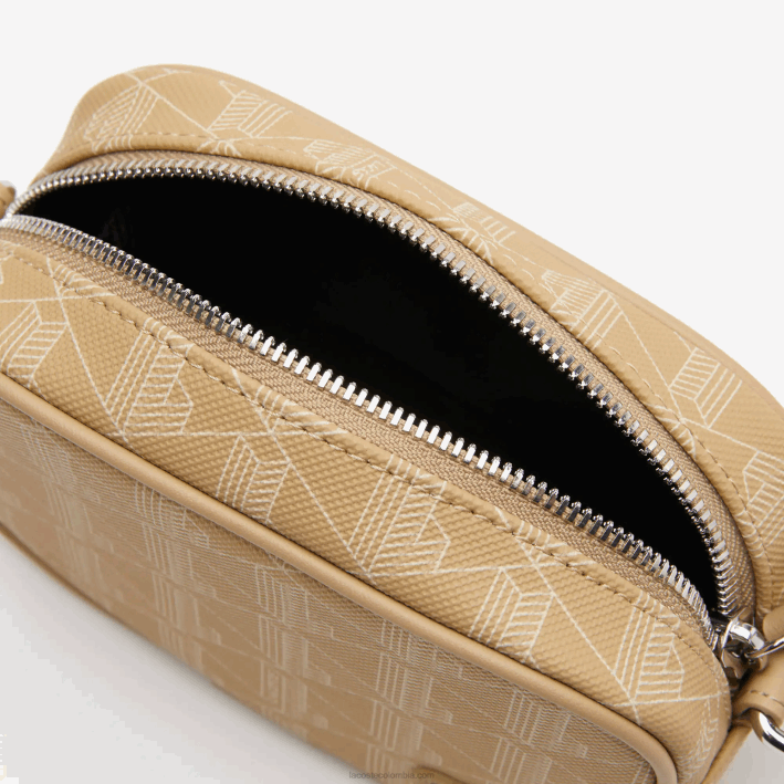 mujer Lacoste 6F242794 beige vienés l01 bandolera pequeña con monograma estampado