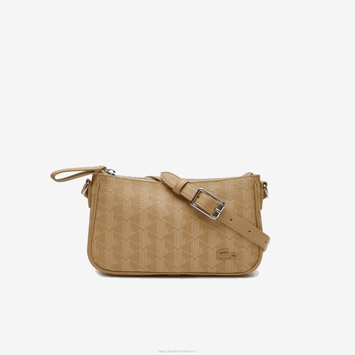 mujer Lacoste 6F242801 beige vienés l01 bolsa crossbody con monograma estampado mujer Lacoste 6F242801 beige vienés l01 bolsa crossbody con monograma estampado